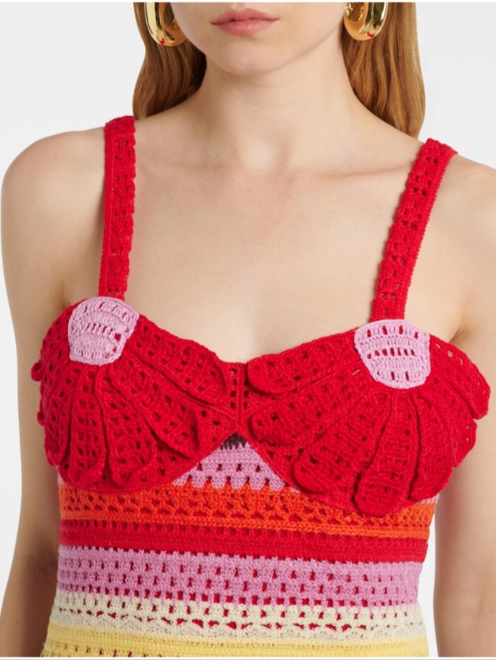 Farm Rio Flower Colorful Crochet Midi Dress - Picture 4 of 15